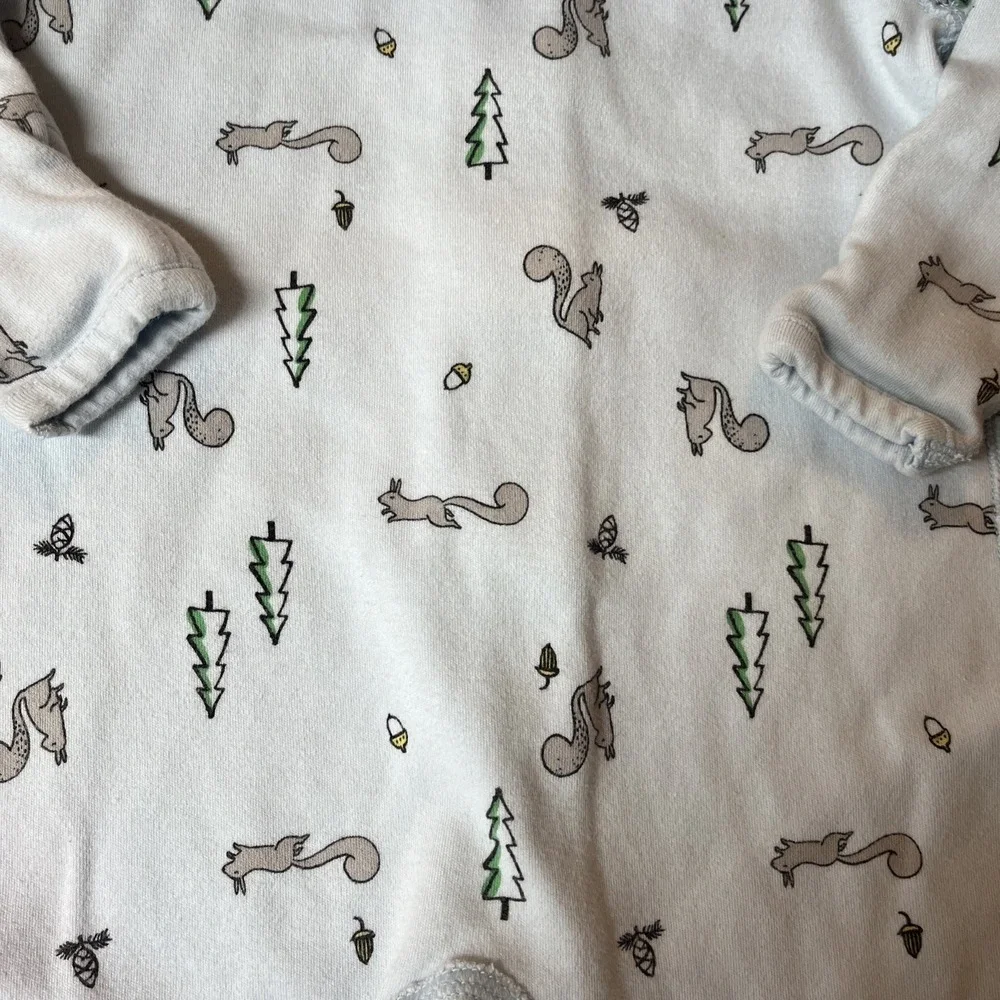 Hanna Andersson Organic Cotton Footed Sleeper Baby Boy 3-6m Squirrels Forest